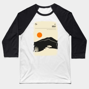 Sicily Italy Vintage Minimal Retro Travel Poster Baseball T-Shirt